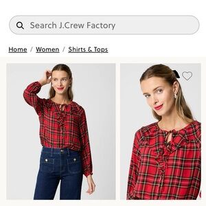 J Crew Factory Tartan Blouse